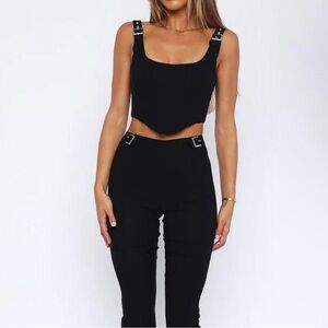 Black White Fox “Keep Me Close” Bustier (XS) and flare pants (S) set